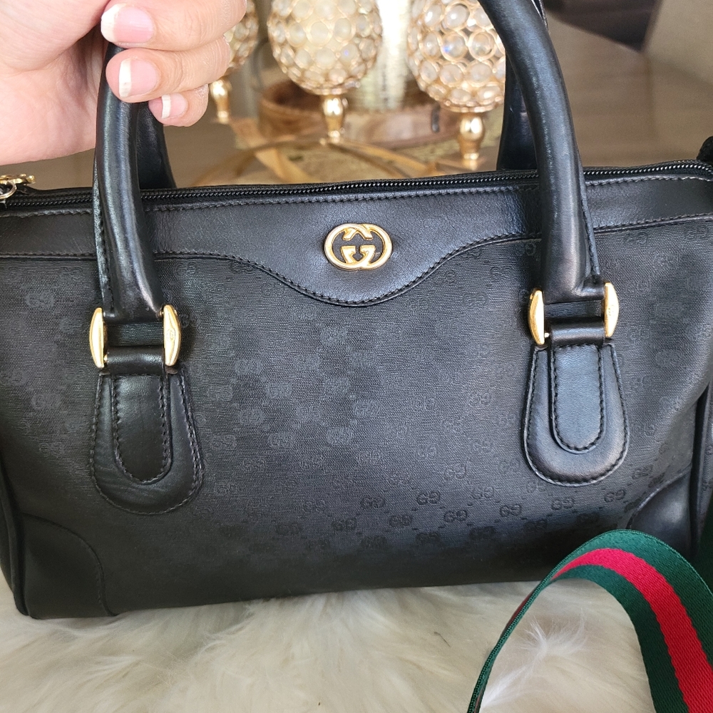 100% Authentic Gucci vintage web sherry line Boston bag - Picture 7 of 16
